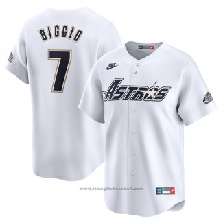 Maglia Baseball Uomo Houston Astros Craig Biggio Throwback Cooperstown Collection Limited Bianco