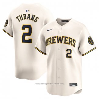 Maglia Baseball Uomo Milwaukee Brewers Brice Turang Home Limited Crema