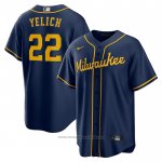 Maglia Baseball Uomo Milwaukee Brewers Christian Yelich Alternato Replica Blu