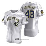 Maglia Baseball Uomo Milwaukee Brewers Mike Brosseau Autentico Home Bianco