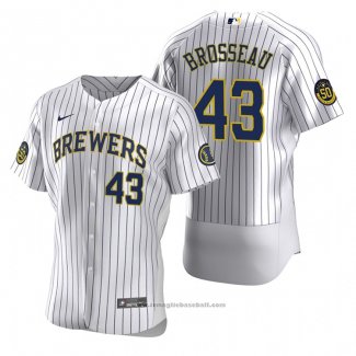 Maglia Baseball Uomo Milwaukee Brewers Mike Brosseau Autentico Home Bianco