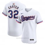 Maglia Baseball Uomo Texas Rangers Evan Carter 2024 Oro Collection Elite Bianco