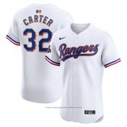 Maglia Baseball Uomo Texas Rangers Evan Carter 2024 Oro Collection Elite Bianco