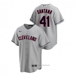 Maglia Baseball Uomo Cleveland Indians Carlos Santana Road Replica Grigio