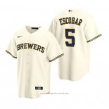 Maglia Baseball Uomo Milwaukee Brewers Eduardo Escobar Replica Home Crema