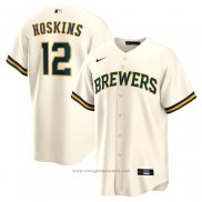 Maglia Baseball Uomo Milwaukee Brewers Rhys Hoskins Home Replica Crema