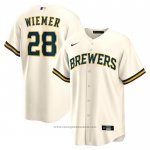 Maglia Baseball Uomo Milwaukee Brewers Joey Wiemer Home Replica Crema