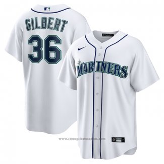 Maglia Baseball Uomo Seattle Mariners Logan Gilbert Home Replica Bianco