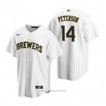 Maglia Baseball Uomo Milwaukee Brewers Jace Peterson Replica Alternato Bianco