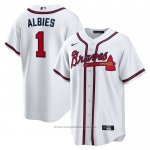 Maglia Baseball Uomo Atlanta Braves Ozzie Albies Home Replica Bianco