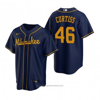 Maglia Baseball Uomo Milwaukee Brewers John Curtiss Replica Alternato Blu