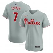 Maglia Baseball Uomo Philadelphia Phillies Trea Turner Road Elite Grigio