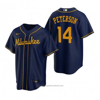 Maglia Baseball Uomo Milwaukee Brewers Jace Peterson Replica Alternato Blu