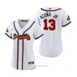 Maglia Baseball Donna Atlanta Braves Ronald Acuna Jr. 2022 Gold Program Replica Bianco