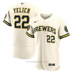 Maglia Baseball Uomo Milwaukee Brewers Christian Yelich Primera Autentico Crema