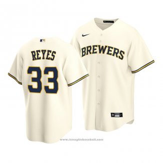 Maglia Baseball Uomo Milwaukee Brewers Pablo Reyes Replica Crema