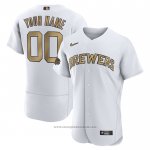 Maglia Baseball Uomo Milwaukee Brewers Personalizzate 2022 All Star Autentico Bianco