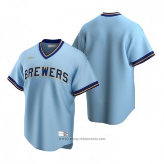 Maglia Baseball Uomo Milwaukee Brewers Powder Cooperstown Collection Road Blu