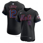 Maglia Baseball Uomo New York Mets Francisco Lindor Alternato Elite Nero