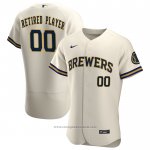 Maglia Baseball Uomo Milwaukee Brewers Primera Pick-A-player Retired Roster Autentico Crema