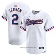 Maglia Baseball Uomo Texas Rangers Marcus Semien 2024 Oro Collection Limited Bianco