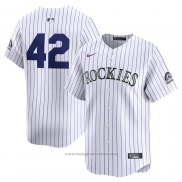 Maglia Baseball Uomo Colorado Rockies 2024 Jackie Robinson Day Home Limited Bianco