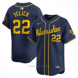 Maglia Baseball Uomo Milwaukee Brewers Christian Yelich Alternato Limited Blu