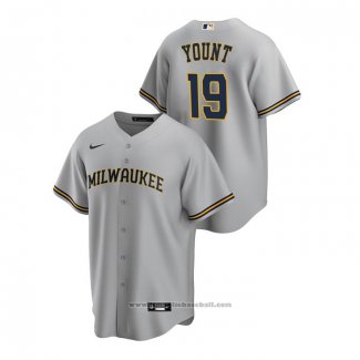 Maglia Baseball Uomo Milwaukee Brewers Robin Yount Replica Road Grigio