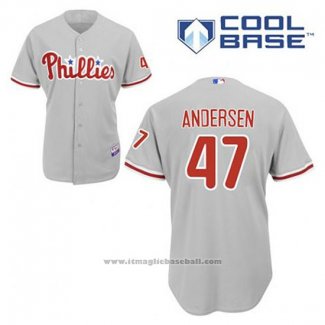 Maglia Baseball Uomo Philadelphia Phillies Larry Andersen 47 Grigio Cool Base