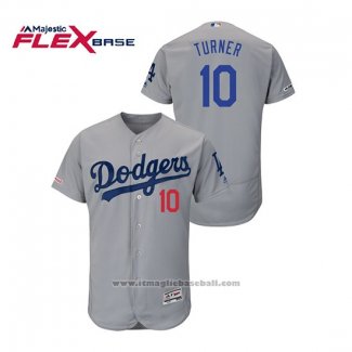 Maglia Baseball Uomo Los Angeles Dodgers Justin Turner Flex Base Grigio