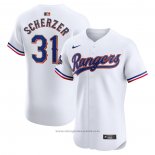 Maglia Baseball Uomo Texas Rangers Max Scherzer 2024 Oro Collection Elite Bianco