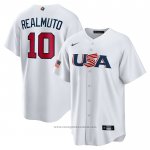 Maglia Baseball Uomo USA 2023 J.T. Realmuto Replica Bianco