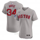 Maglia Baseball Uomo Boston Red Sox David Ortiz Road Elite Grigio