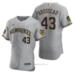 Maglia Baseball Uomo Milwaukee Brewers Mike Brosseau Autentico Road Grigio