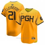 Maglia Baseball Uomo Pittsburgh Pirates Roberto Clemente City Connect Limited Oro