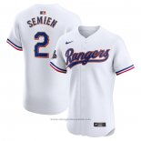 Maglia Baseball Uomo Texas Rangers Marcus Semien 2024 Oro Collection Elite Bianco