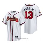 Maglia Baseball Uomo Atlanta Braves Ronald Acuna Jr. 2022 Gold Program Replica Bianco