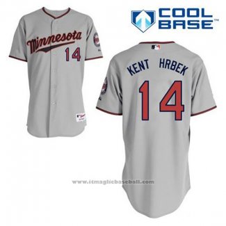 Maglia Baseball Uomo Minnesota Twins Kent Hrbek 14 Grigio Cool Base