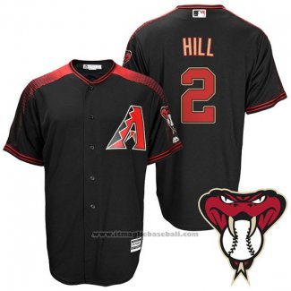 Maglia Baseball Uomo Arizona Diamondbacks 2 Aaron Hill Nero Alternato