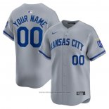 Maglia Baseball Uomo Kansas City Royals Away Limited Personalizzate Grigio