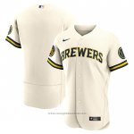 Maglia Baseball Uomo Milwaukee Brewers Primera Autentico Crema