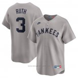 Maglia Baseball Uomo New York Yankees Babe Ruth Throwback Cooperstown Collection Limited Grigio